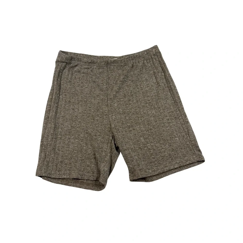 Ekouaer Womens Brown Ribbed Knit Lounge Shorts High Rise Biker Pajama Size L